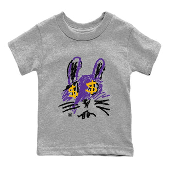 Air Jordan 12 Field Purple Sneaker Match Tees Crayon Bunny Sneaker Tees AJ12 Field Purple SNRT Sneaker Release Tees Kids Shirts Heather Grey 2