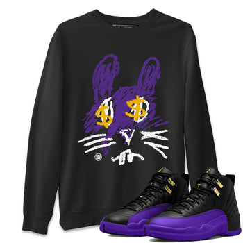 Air Jordan 12 Field Purple Sneaker Match Tees Crayon Bunny Sneaker Tees AJ12 Field Purple SNRT Sneaker Release Tees Unisex Shirts Black 1