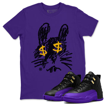 Air Jordan 12 Field Purple Sneaker Match Tees Crayon Bunny Sneaker Tees AJ12 Field Purple SNRT Sneaker Release Tees Unisex Shirts Purple 1