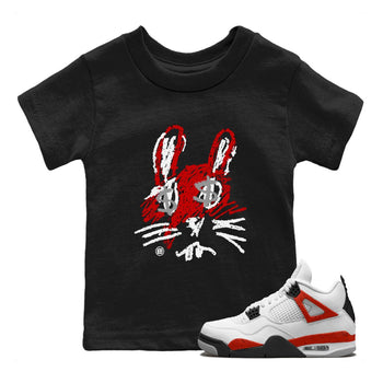 Air Jordan 4 Red Cement Sneaker Match Tees Crayon Bunny Sneaker Tees AJ4 Red Cement Sneaker Release Tees Kids Shirts Black 1