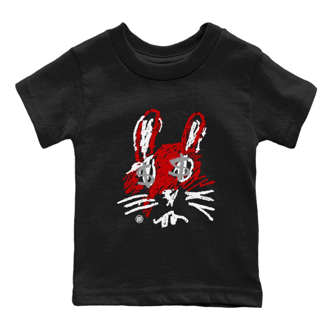 Air Jordan 4 Red Cement Sneaker Match Tees Crayon Bunny Sneaker Tees AJ4 Red Cement Sneaker Release Tees Kids Shirts Black 2