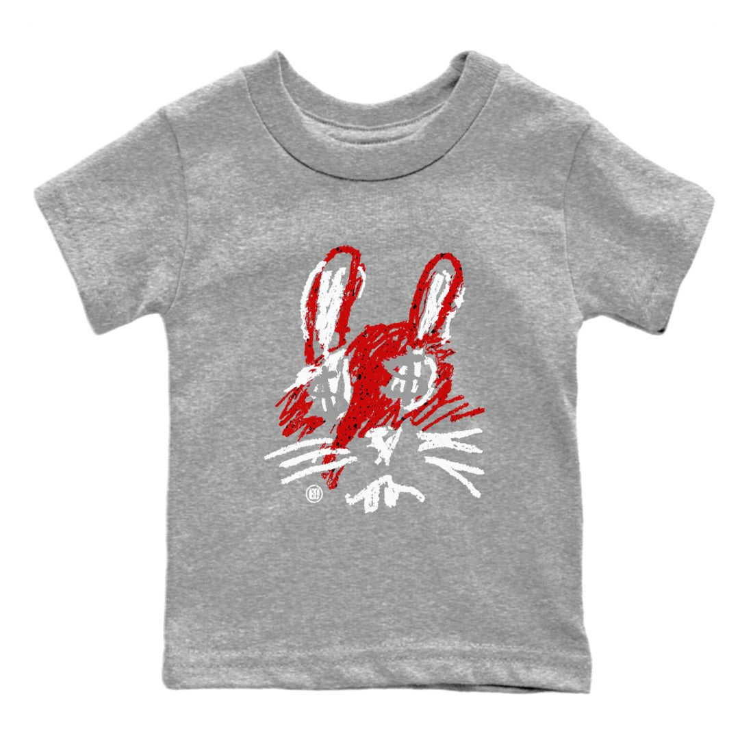Air Jordan 4 Red Cement Sneaker Match Tees Crayon Bunny Sneaker Tees AJ4 Red Cement Sneaker Release Tees Kids Shirts Heather Grey 2