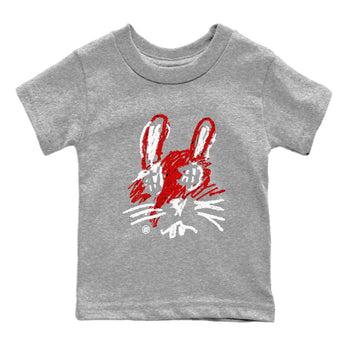 Air Jordan 4 Red Cement Sneaker Match Tees Crayon Bunny Sneaker Tees AJ4 Red Cement Sneaker Release Tees Kids Shirts Heather Grey 2