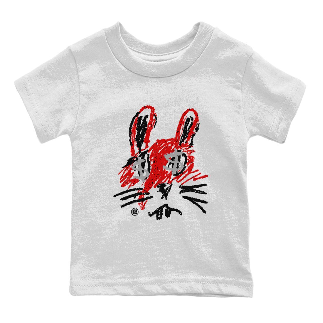 Air Jordan 4 Red Cement Sneaker Match Tees Crayon Bunny Sneaker Tees AJ4 Red Cement Sneaker Release Tees Kids Shirts White 2