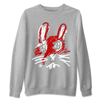 Air Jordan 4 Red Cement Sneaker Match Tees Crayon Bunny Sneaker Tees AJ4 Red Cement Sneaker Release Tees Unisex Shirts Heather Grey 2