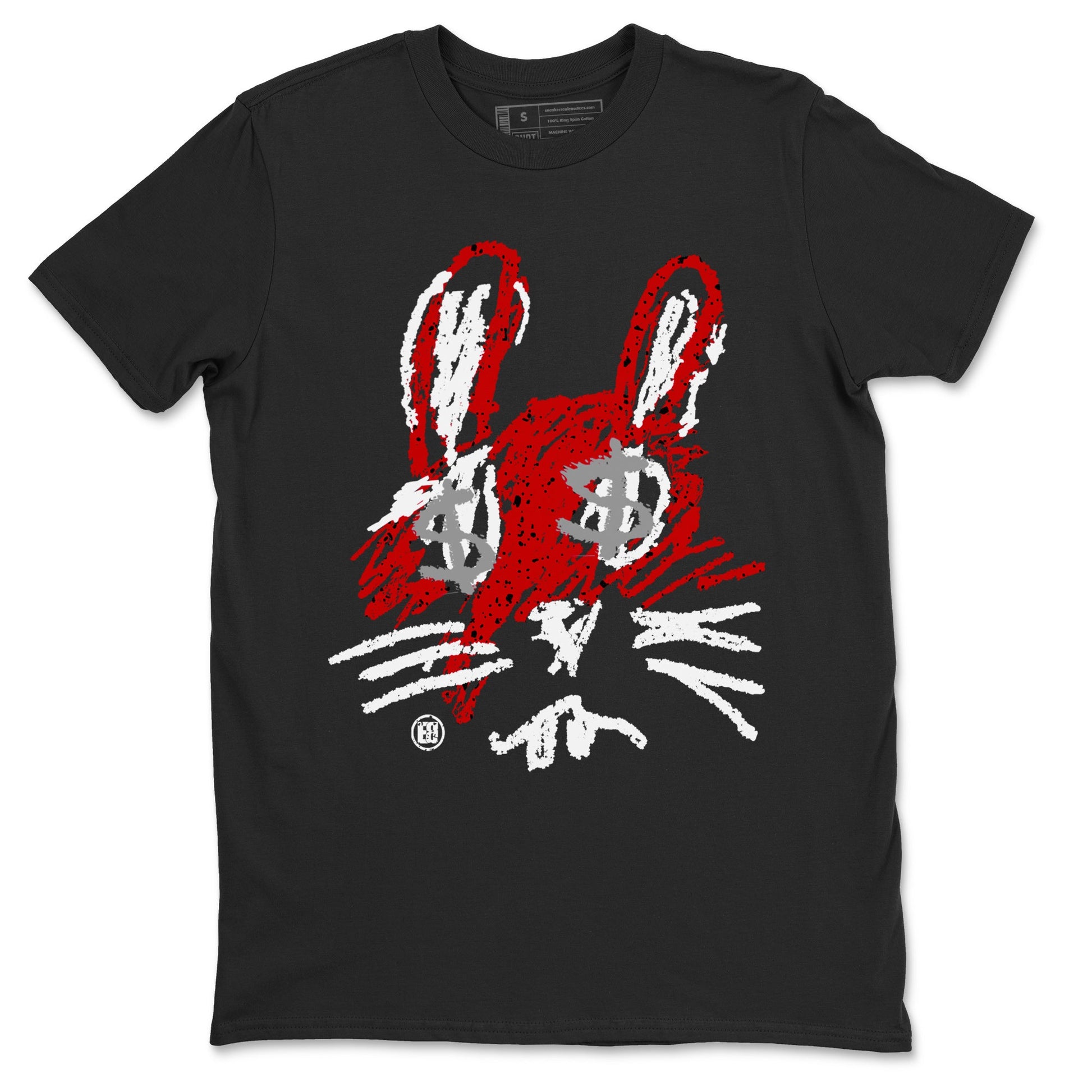 Air Jordan 4 Red Cement Sneaker Match Tees Crayon Bunny Sneaker Tees AJ4 Red Cement Sneaker Release Tees Unisex Shirts Black 2
