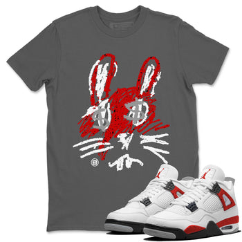 Air Jordan 4 Red Cement Sneaker Match Tees Crayon Bunny Sneaker Tees AJ4 Red Cement Sneaker Release Tees Unisex Shirts Cool Grey 1