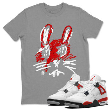 Air Jordan 4 Red Cement Sneaker Match Tees Crayon Bunny Sneaker Tees AJ4 Red Cement Sneaker Release Tees Unisex Shirts Heather Grey 1