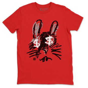 Air Jordan 4 Red Cement Sneaker Match Tees Crayon Bunny Sneaker Tees AJ4 Red Cement Sneaker Release Tees Unisex Shirts Red 2