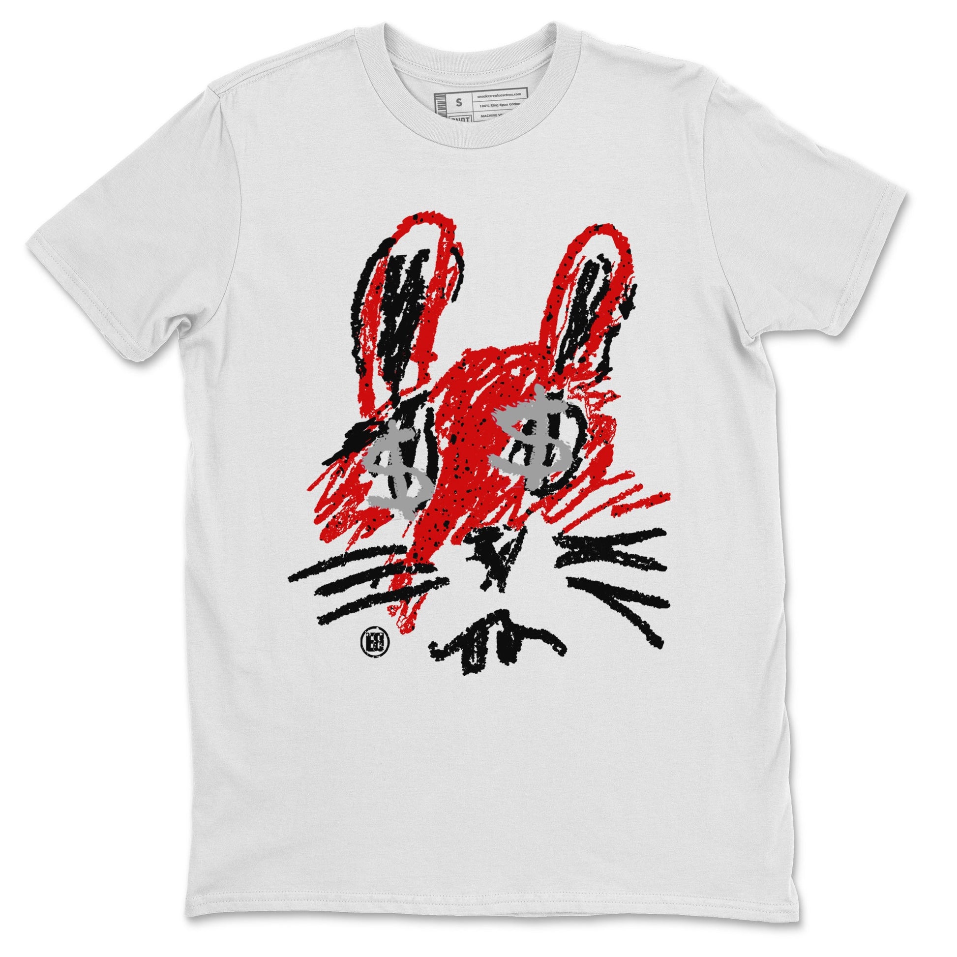 Air Jordan 4 Red Cement Sneaker Match Tees Crayon Bunny Sneaker Tees AJ4 Red Cement Sneaker Release Tees Unisex Shirts White 2