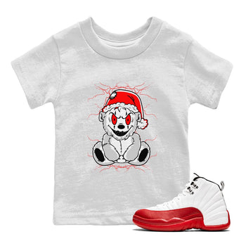 Air Jordan 12 Cherry shirt to match jordans Creepy Bear sneaker matching t-shirt 12s Cherry SNRT Sneaker Release Tees Baby Toddler White 1 T-Shirt