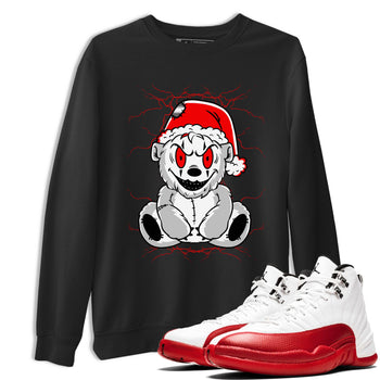 Air Jordan 12 Cherry shirt to match jordans Creepy Bear sneaker matching t-shirt 12s Cherry SNRT Sneaker Release Tees Unisex Black 1 T-Shirt