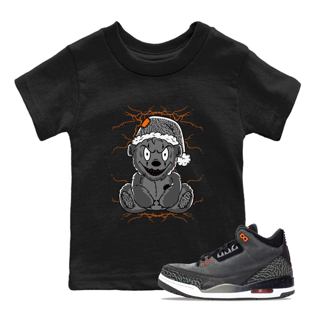 Air Jordan 3 Fear shirt to match jordans Creepy Bear sneaker tees Air Jordan 3 Retro Fear SNRT Sneaker Release Tees Crew Neck T-ShirtBaby Toddler Black 1 T-Shirt