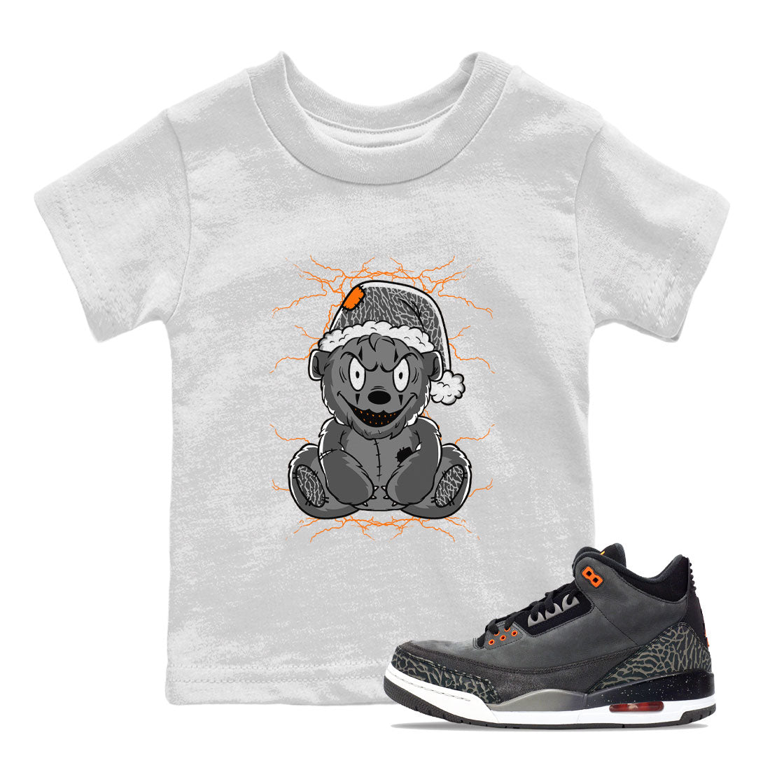 Air Jordan 3 Fear shirt to match jordans Creepy Bear sneaker tees Air Jordan 3 Retro Fear SNRT Sneaker Release Tees Crew Neck T-ShirtBaby Toddler White 1 T-Shirt