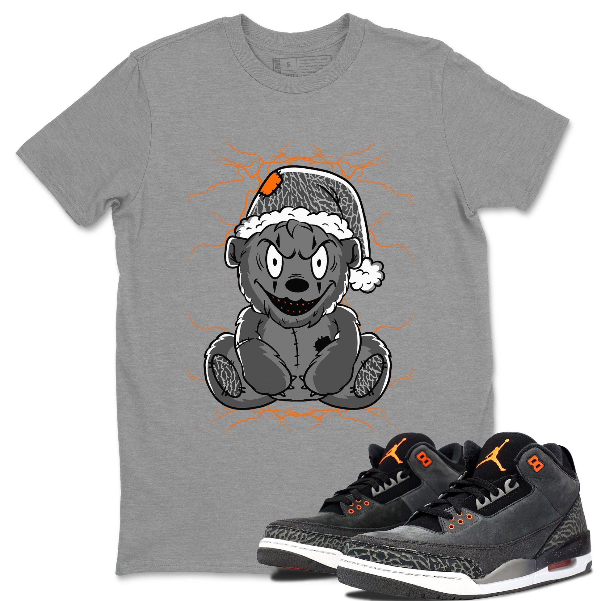 Air Jordan 3 Fear shirt to match jordans Creepy Bear sneaker tees Air Jordan 3 Retro Fear SNRT Sneaker Release Tees Crew Neck T-ShirtUnisex Heather Grey 1 T-Shirt