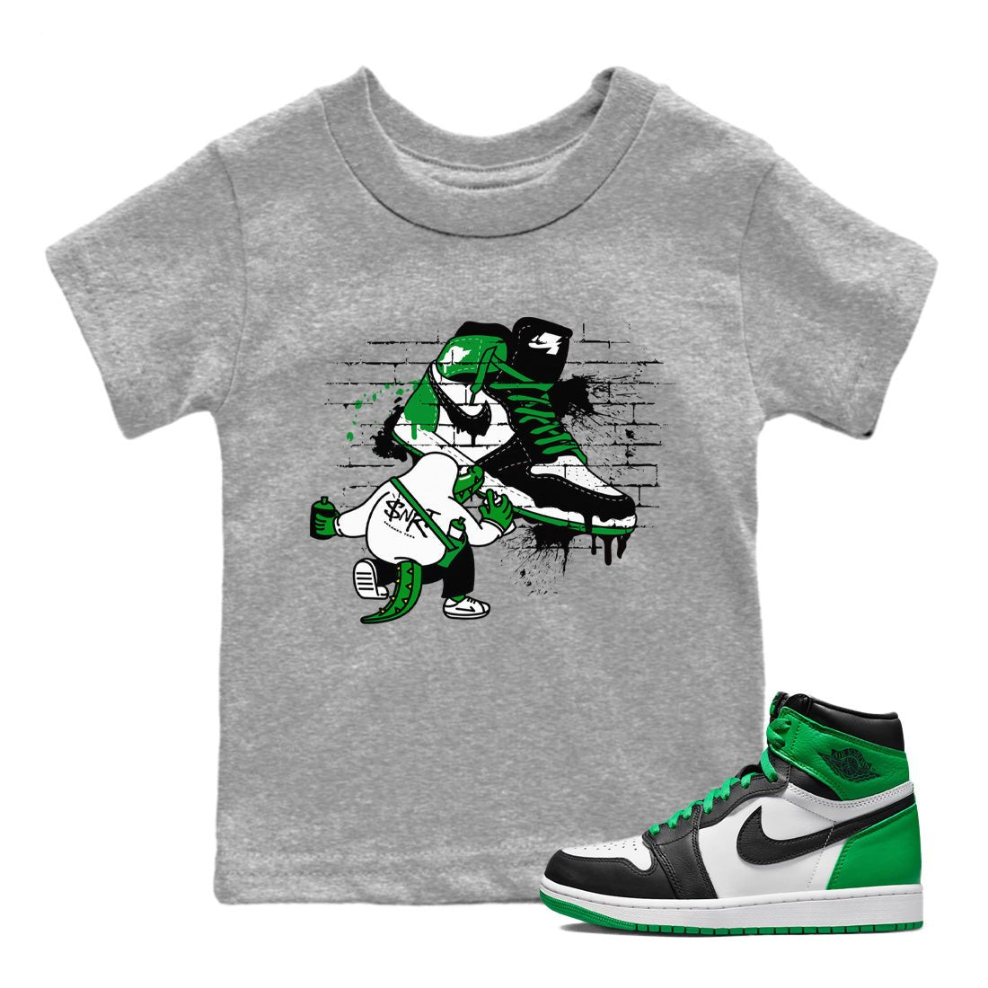 Air Jordan 1 Celtics Sneaker Match Tees Crocodile Artist Sneaker Tees Air Jordan 1 Retro Celtics Sneaker Release Tees Kids Shirts Heather Grey 1