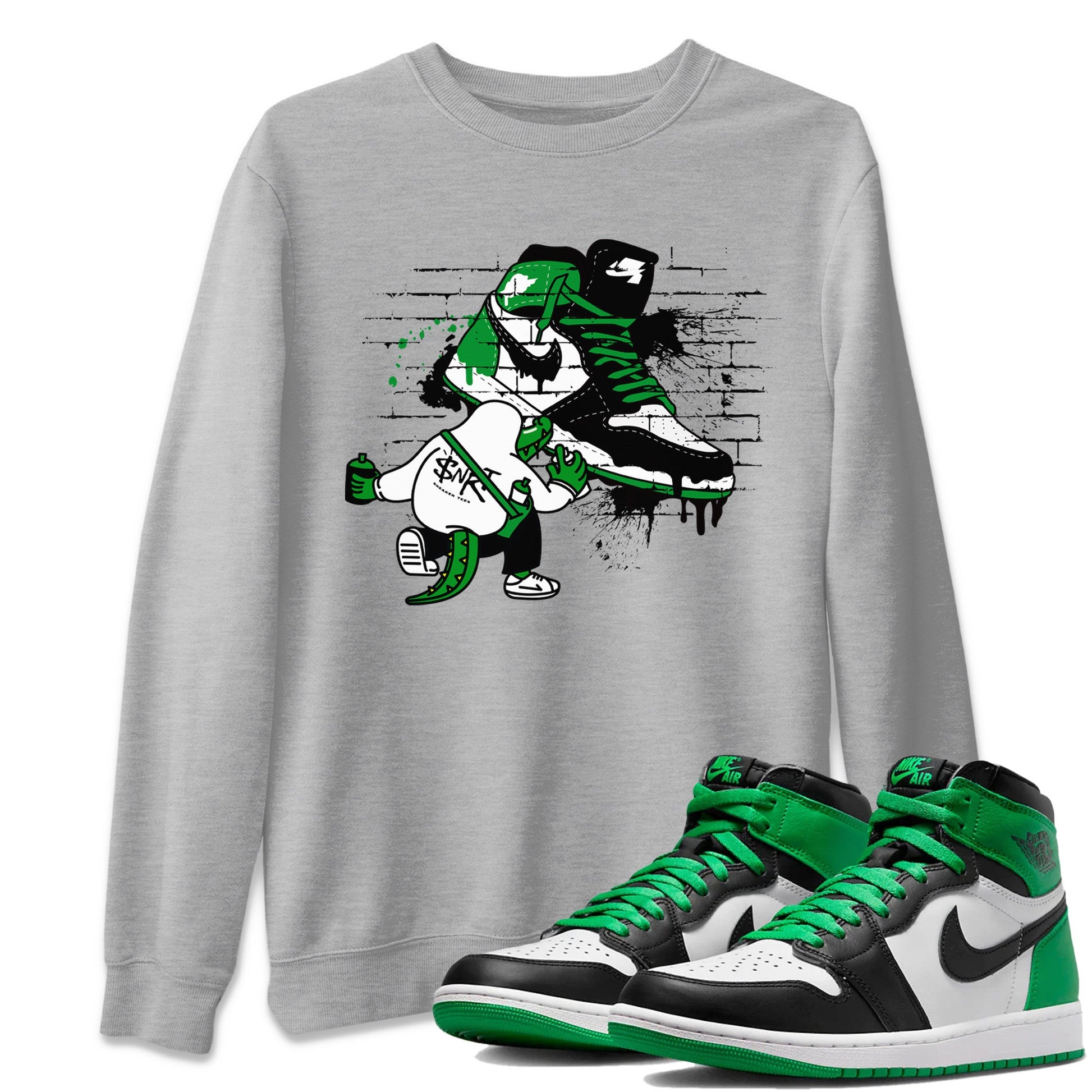 Air Jordan 1 Celtics Sneaker Match Tees Crocodile Artist Sneaker Tees Air Jordan 1 Retro Celtics Sneaker Release Tees Unisex Shirts Heather Grey 1