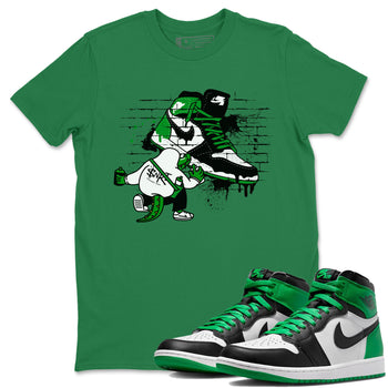 Air Jordan 1 Celtics Sneaker Match Tees Crocodile Artist Sneaker Tees Air Jordan 1 Retro Celtics Sneaker Release Tees Unisex Shirts Kelly Green 1