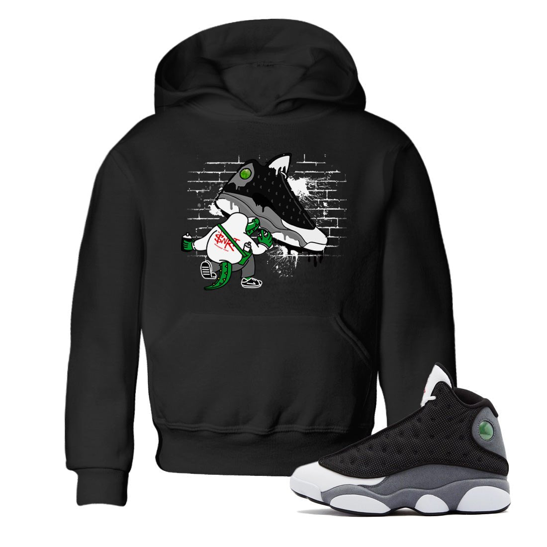 Air Jordan 13 Black Flint Sneaker Match Tees Crocodile Artist Sneaker Tees Air Jordan 13 Retro Black Flint Sneaker Release Tees Kids Shirts Black 1