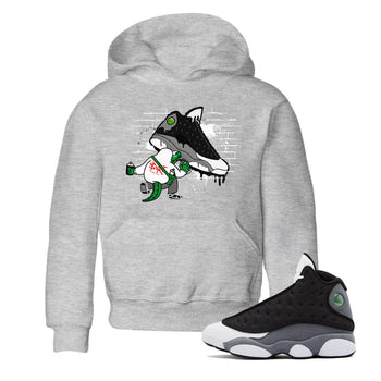 Air Jordan 13 Black Flint Sneaker Match Tees Crocodile Artist Sneaker Tees Air Jordan 13 Retro Black Flint Sneaker Release Tees Kids Shirts Heather Grey 1