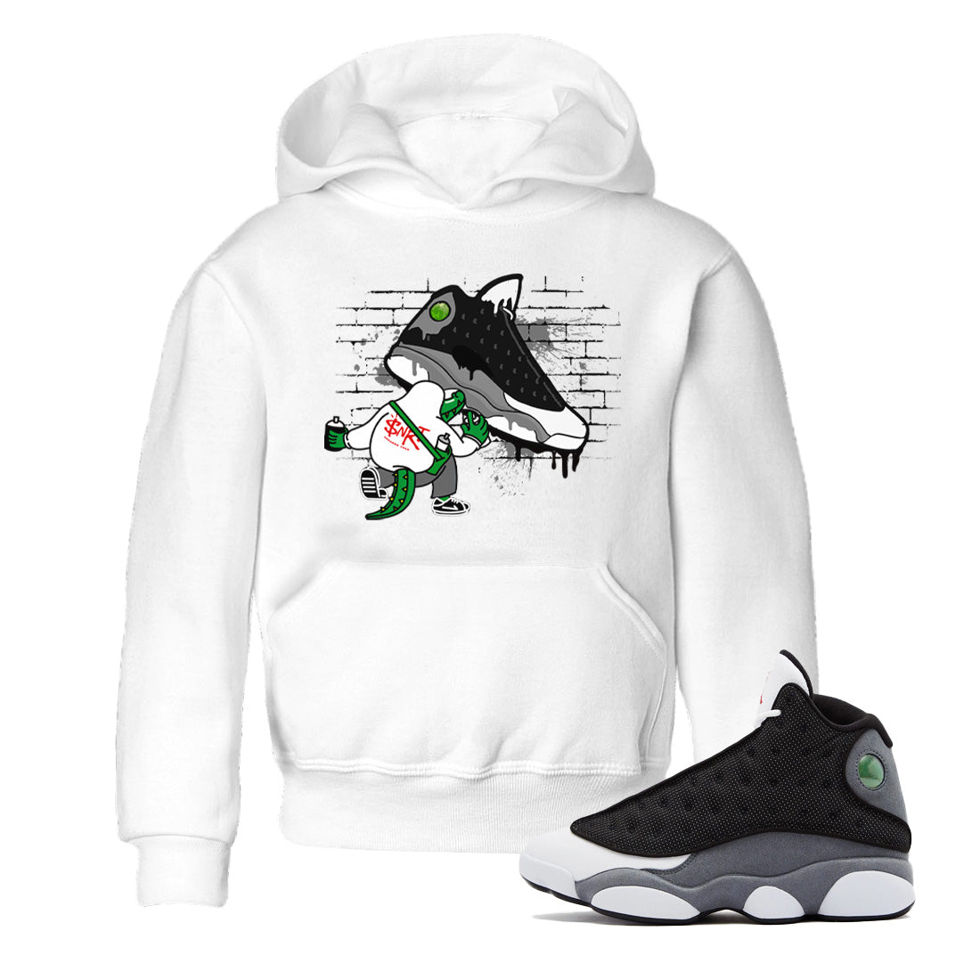 Air Jordan 13 Black Flint Sneaker Match Tees Crocodile Artist Sneaker Tees Air Jordan 13 Retro Black Flint Sneaker Release Tees Kids Shirts White 1