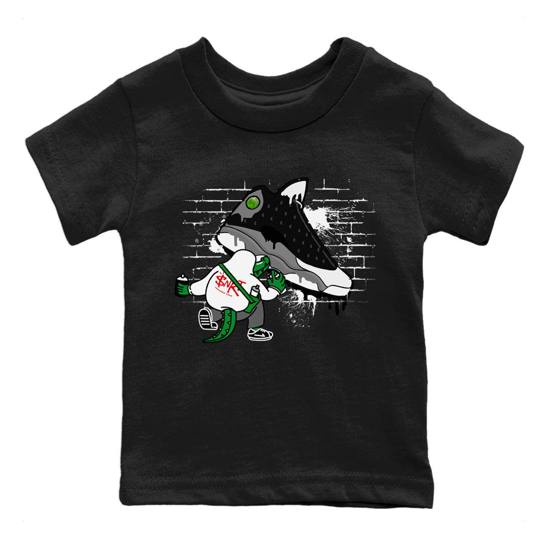 Air Jordan 13 Black Flint Sneaker Match Tees Crocodile Artist Sneaker Tees Air Jordan 13 Retro Black Flint Sneaker Release Tees Kids Shirts Black 2