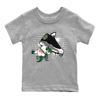 Air Jordan 13 Black Flint Sneaker Match Tees Crocodile Artist Sneaker Tees Air Jordan 13 Retro Black Flint Sneaker Release Tees Kids Shirts Heather Grey 2