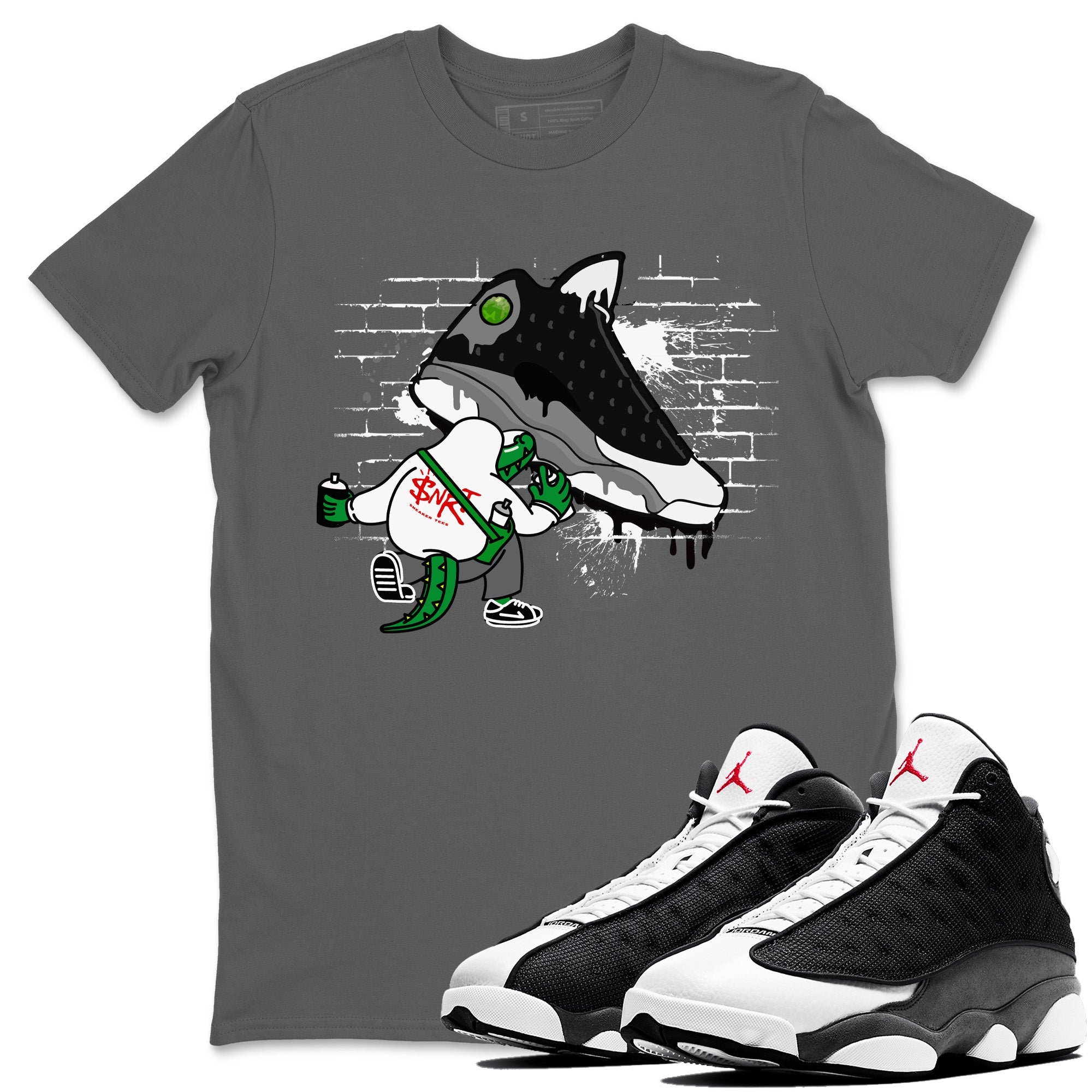 Air Jordan 13 Black Flint Sneaker Match Tees Crocodile Artist Sneaker Tees Air Jordan 13 Retro Black Flint Sneaker Release Tees Unisex Shirts Cool Grey 1