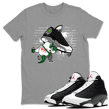 Air Jordan 13 Black Flint Sneaker Match Tees Crocodile Artist Sneaker Tees Air Jordan 13 Retro Black Flint Sneaker Release Tees Unisex Shirts Heather Grey 1