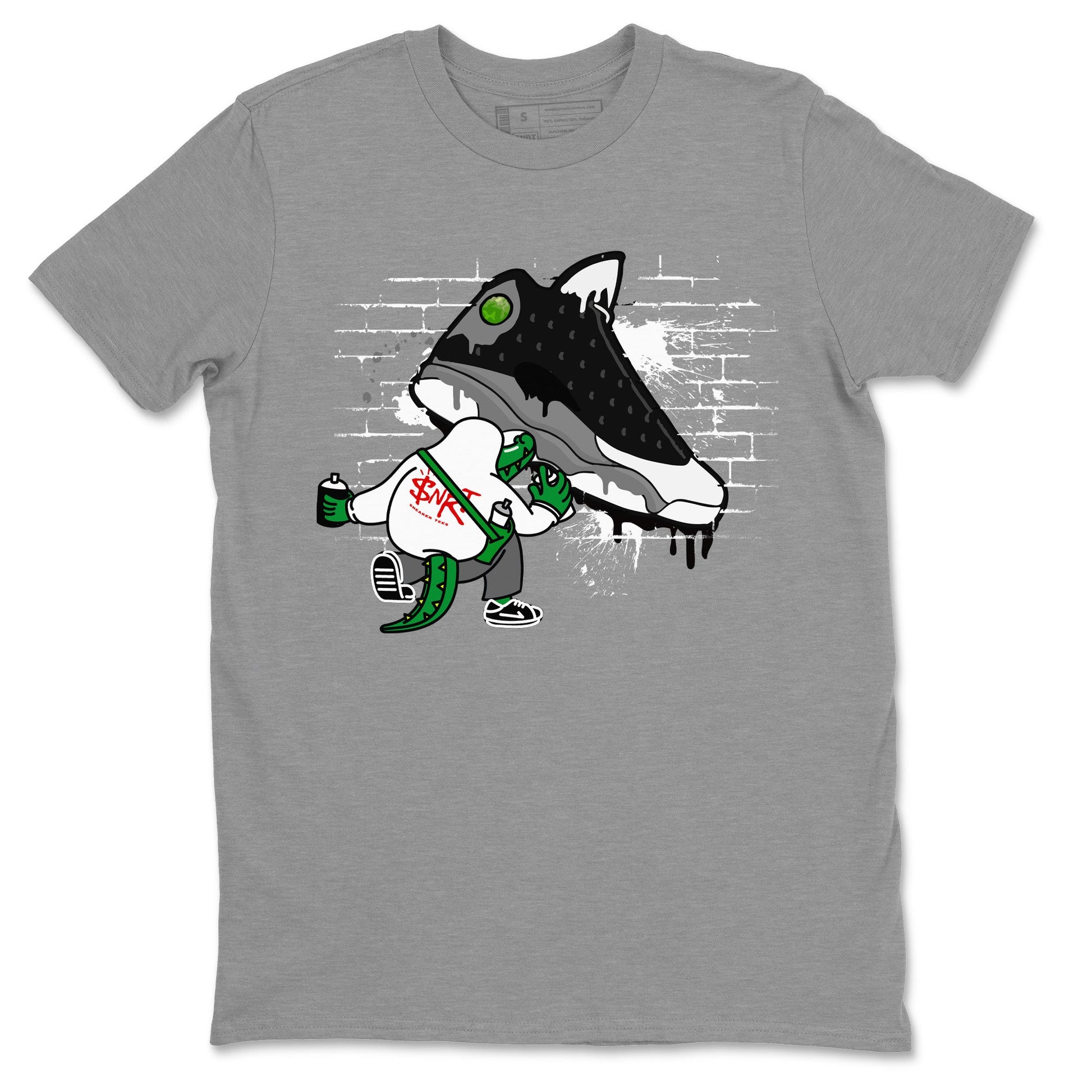 Air Jordan 13 Black Flint Sneaker Match Tees Crocodile Artist Sneaker Tees Air Jordan 13 Retro Black Flint Sneaker Release Tees Unisex Shirts Heather Grey 2