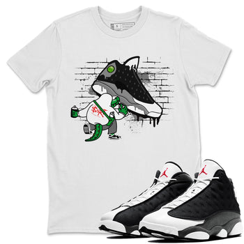 Air Jordan 13 Black Flint Sneaker Match Tees Crocodile Artist Sneaker Tees Air Jordan 13 Retro Black Flint Sneaker Release Tees Unisex Shirts White 1