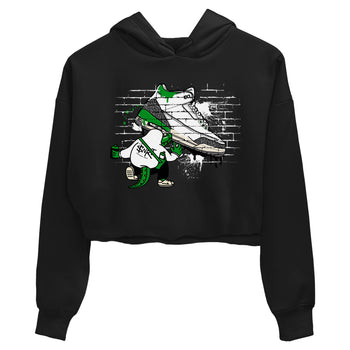 AJ3 Lucky Green Sneaker Match Tees Crocodile Artist Sneaker Tees Air Jordan 3 Lucky Green Sneaker Release Tees Women's Shirts Black 2