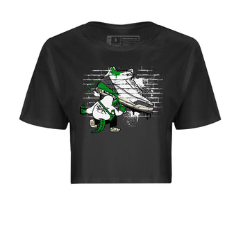AJ3 Lucky Green Sneaker Match Tees Crocodile Artist Sneaker Tees Air Jordan 3 Lucky Green Sneaker Release Tees Women's Shirts Black 2