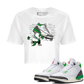 AJ3 Lucky Green Sneaker Match Tees Crocodile Artist Sneaker Tees Air Jordan 3 Lucky Green Sneaker Release Tees Women's Shirts White 1