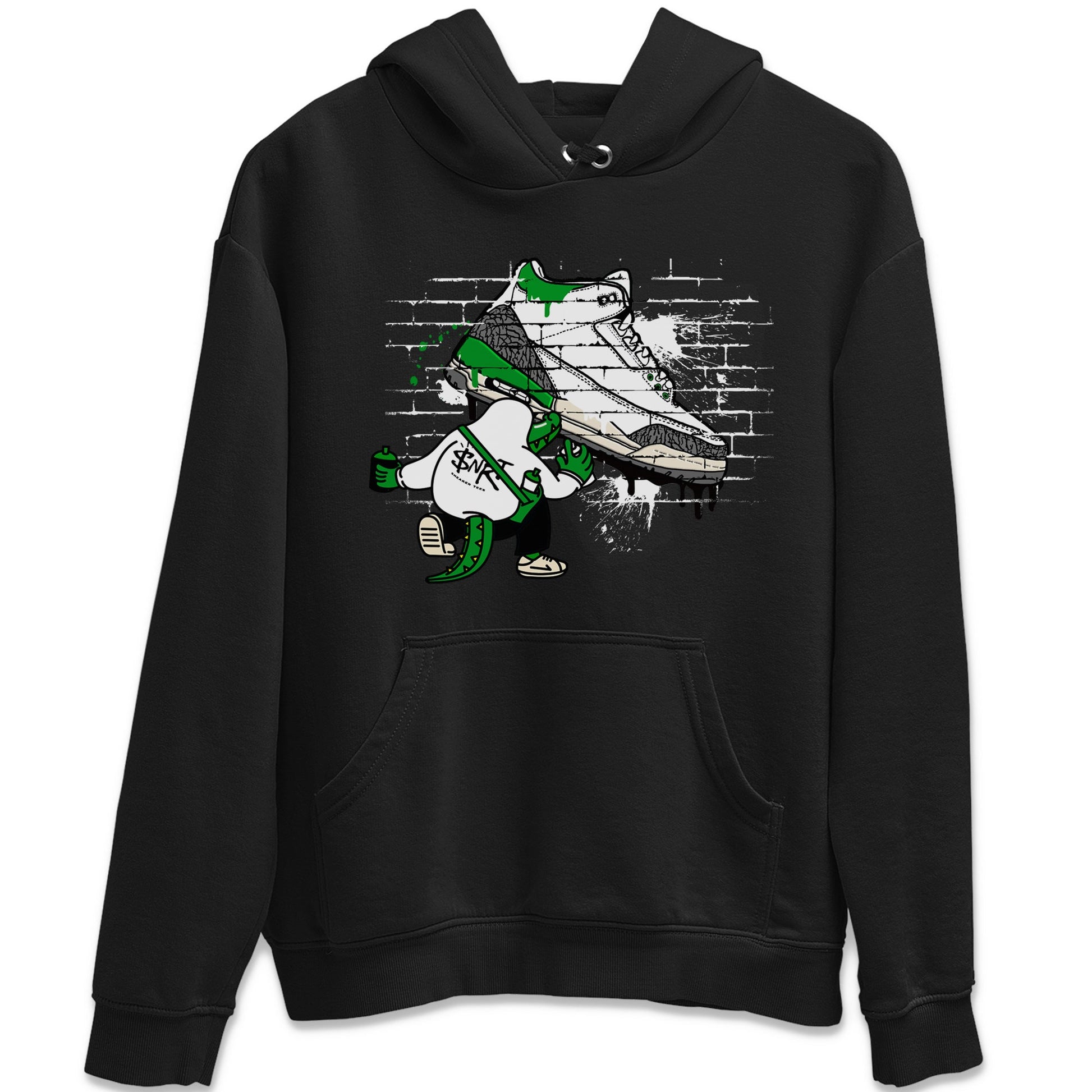 AJ3 Lucky Green Sneaker Match Tees Crocodile Artist Sneaker Tees Air Jordan 3 Lucky Green Sneaker Release Tees Unisex Shirts Black 2