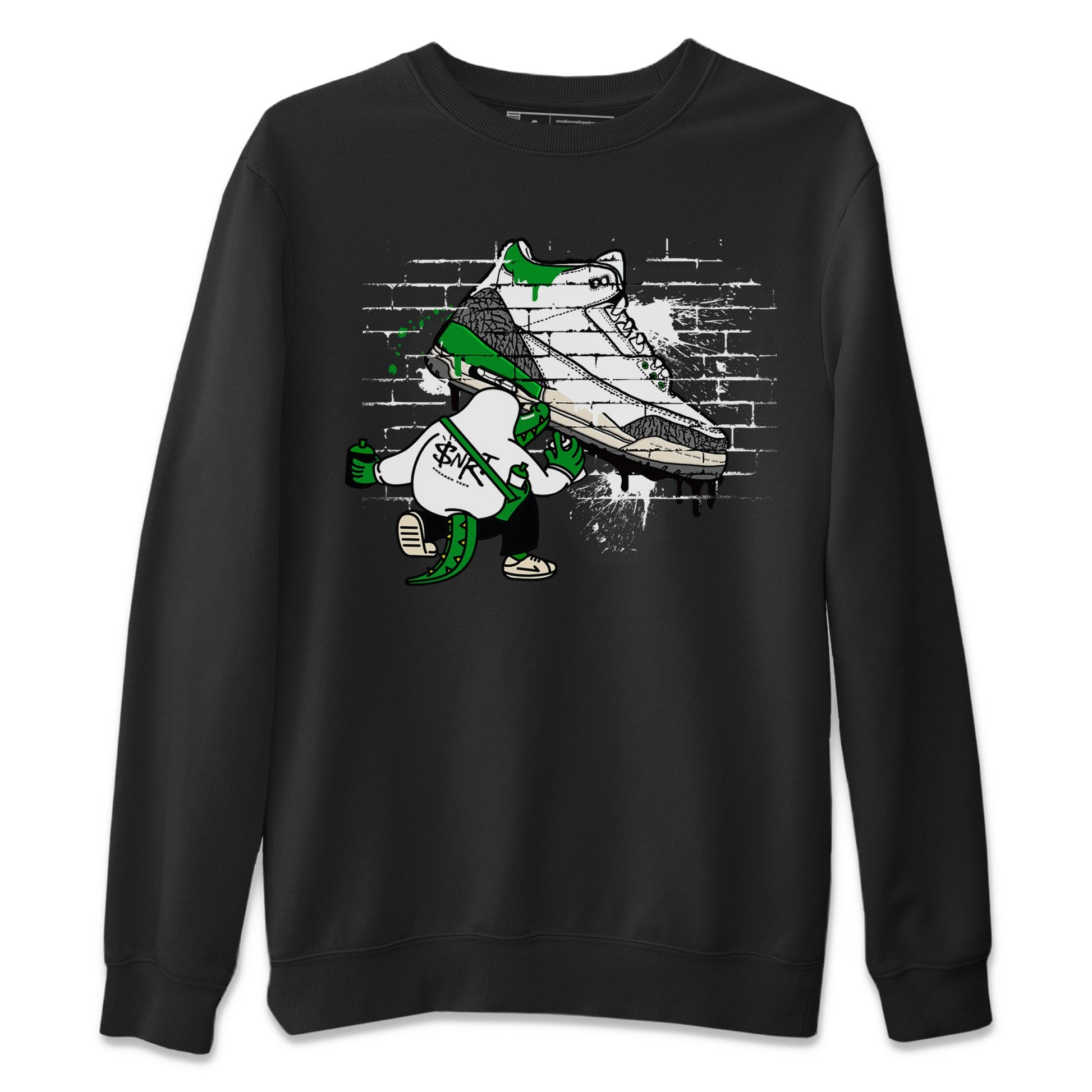 AJ3 Lucky Green Sneaker Match Tees Crocodile Artist Sneaker Tees Air Jordan 3 Lucky Green Sneaker Release Tees Unisex Shirts Black 2