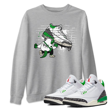 AJ3 Lucky Green Sneaker Match Tees Crocodile Artist Sneaker Tees Air Jordan 3 Lucky Green Sneaker Release Tees Unisex Shirts Heather Grey 1