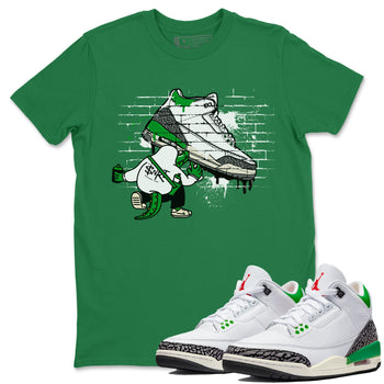 AJ3 Lucky Green Sneaker Match Tees Crocodile Artist Sneaker Tees Air Jordan 3 Lucky Green Sneaker Release Tees Unisex Shirts Kelly Green 1