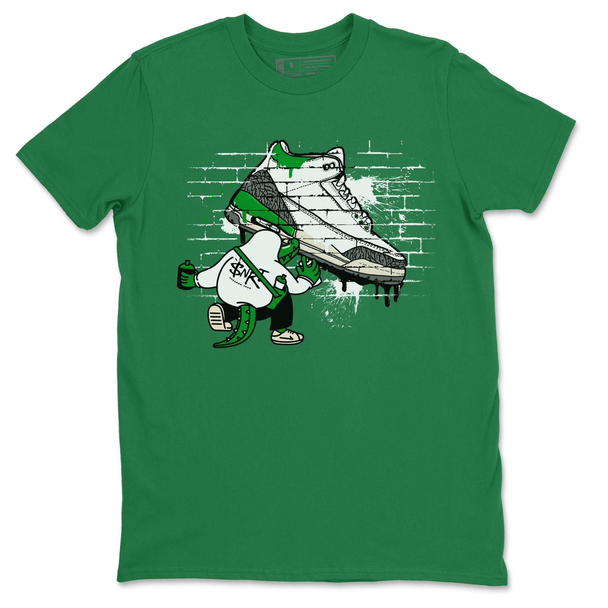 AJ3 Lucky Green Sneaker Match Tees Crocodile Artist Sneaker Tees Air Jordan 3 Lucky Green Sneaker Release Tees Unisex Shirts Kelly Green 2