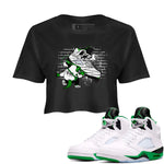 AJ5 Retro Lucky Green shirt to match jordans Crocodile Artist sneaker tees Air Jordan 5 Retro Lucky Green SNRT Sneaker Tees Casual Crew Neck T-Shirt Black 1 Crop T-Shirt