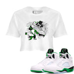 AJ5 Retro Lucky Green shirt to match jordans Crocodile Artist sneaker tees Air Jordan 5 Retro Lucky Green SNRT Sneaker Tees Casual Crew Neck T-Shirt White 1 Crop T-Shirt