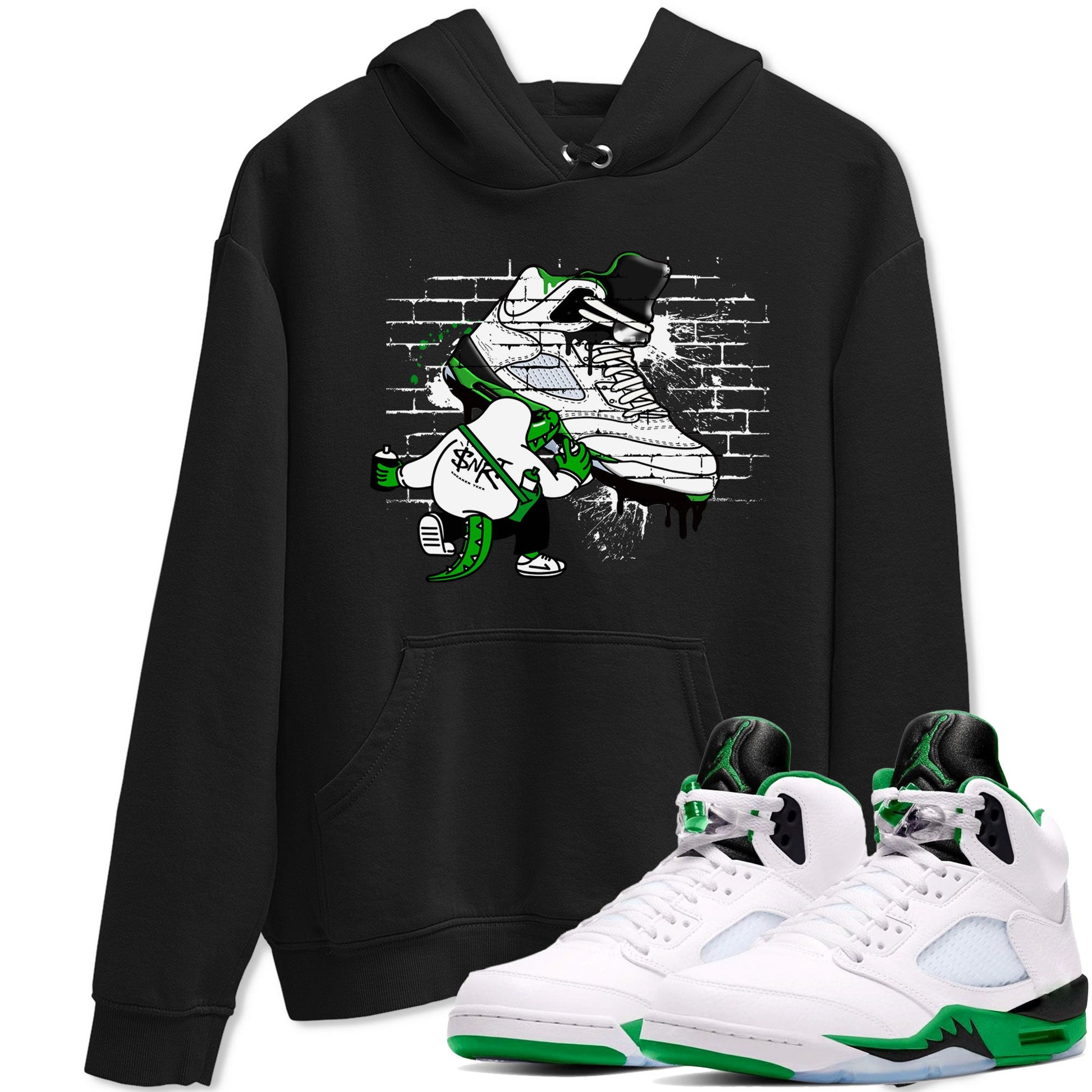 AJ5 Retro Lucky Green shirt to match jordans Crocodile Artist sneaker tees Air Jordan 5 Retro Lucky Green SNRT Sneaker Tees Casual Crew Neck T-Shirt Unisex Black 1 T-Shirt