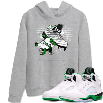 AJ5 Retro Lucky Green shirt to match jordans Crocodile Artist sneaker tees Air Jordan 5 Retro Lucky Green SNRT Sneaker Tees Casual Crew Neck T-Shirt Unisex Heather Grey 1 T-Shirt
