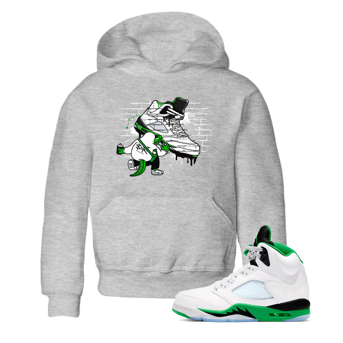 AJ5 Retro Lucky Green shirt to match jordans Crocodile Artist sneaker tees Air Jordan 5 Retro Lucky Green SNRT Sneaker Tees Casual Crew Neck T-Shirt Baby Toddler Heather Grey 1 T-Shirt