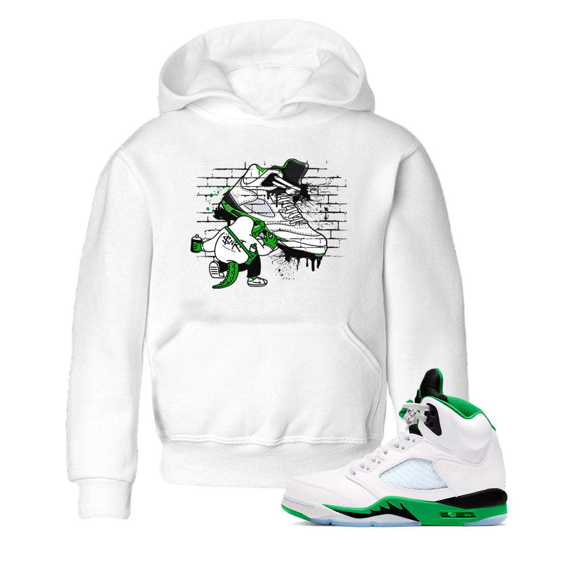 AJ5 Retro Lucky Green shirt to match jordans Crocodile Artist sneaker tees Air Jordan 5 Retro Lucky Green SNRT Sneaker Tees Casual Crew Neck T-Shirt Baby Toddler White 1 T-Shirt