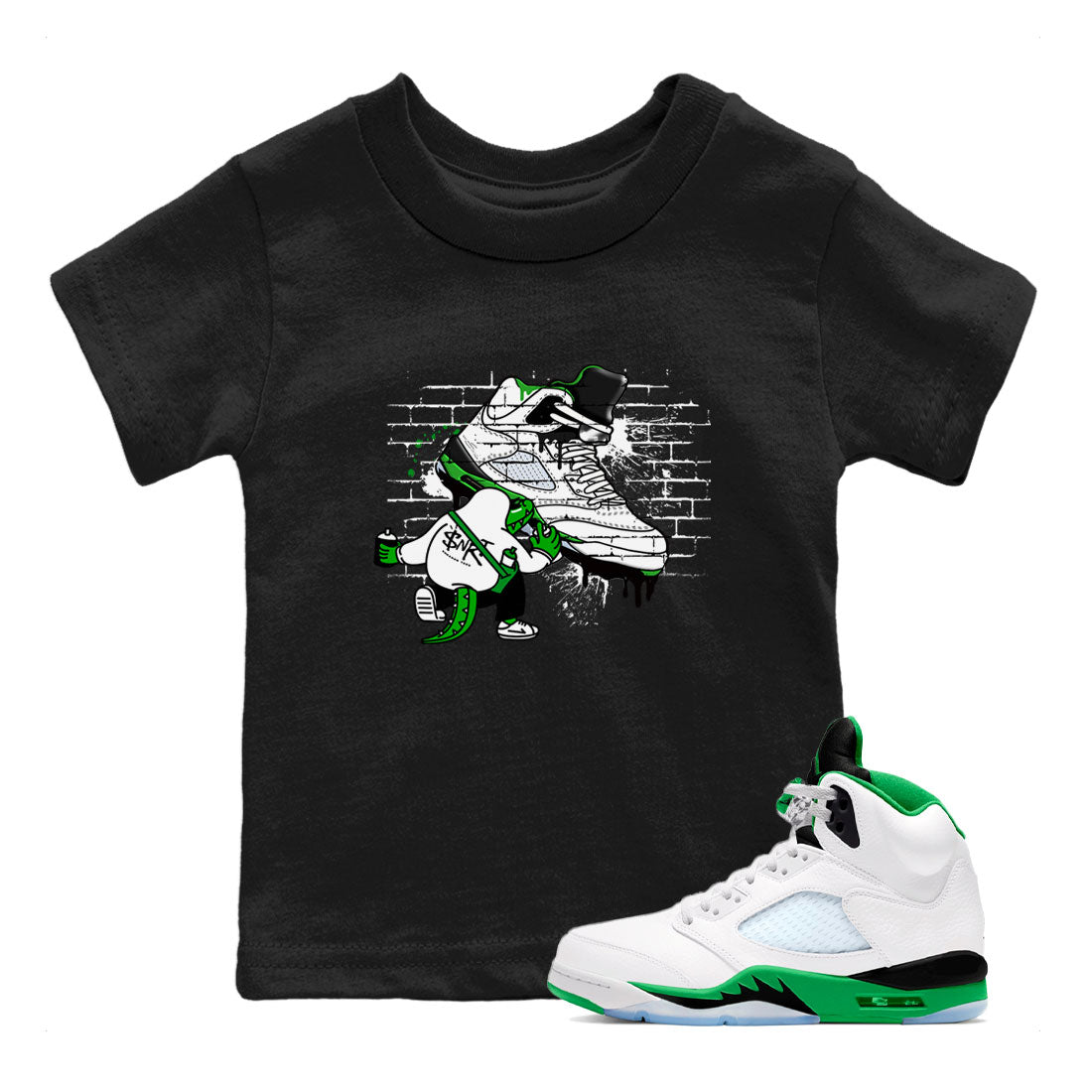AJ5 Retro Lucky Green shirt to match jordans Crocodile Artist sneaker tees Air Jordan 5 Retro Lucky Green SNRT Sneaker Tees Casual Crew Neck T-Shirt Baby Toddler Black 1 T-Shirt