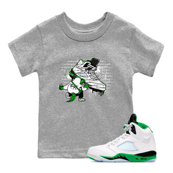 AJ5 Retro Lucky Green shirt to match jordans Crocodile Artist sneaker tees Air Jordan 5 Retro Lucky Green SNRT Sneaker Tees Casual Crew Neck T-Shirt Baby Toddler Heather Grey 1 T-Shirt