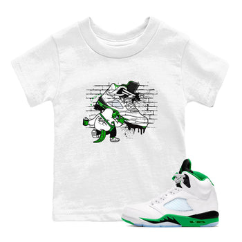 AJ5 Retro Lucky Green shirt to match jordans Crocodile Artist sneaker tees Air Jordan 5 Retro Lucky Green SNRT Sneaker Tees Casual Crew Neck T-Shirt Baby Toddler White 1 T-Shirt