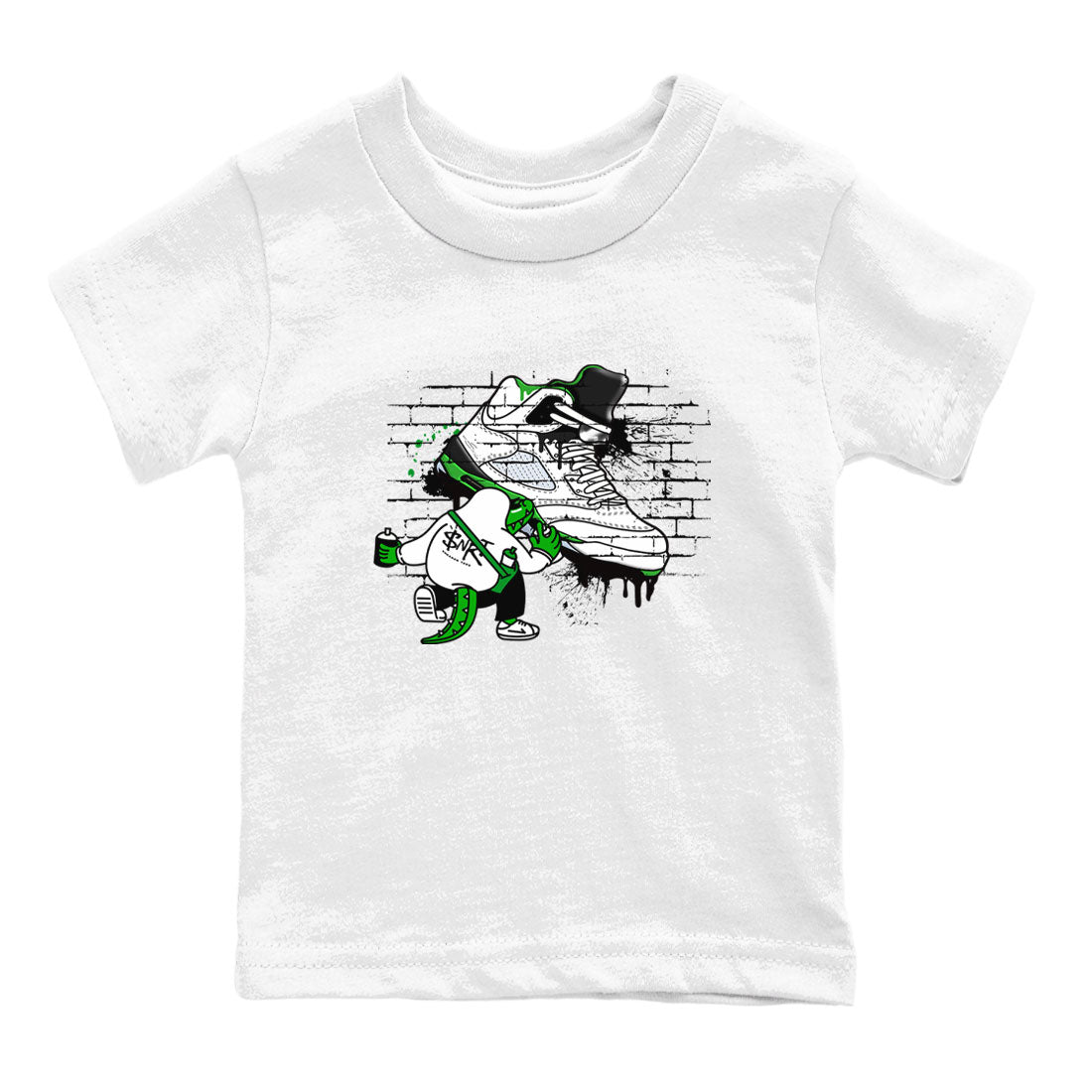 AJ5 Retro Lucky Green shirt to match jordans Crocodile Artist sneaker tees Air Jordan 5 Retro Lucky Green SNRT Sneaker Tees Casual Crew Neck T-Shirt Baby Toddler White 2 T-Shirt