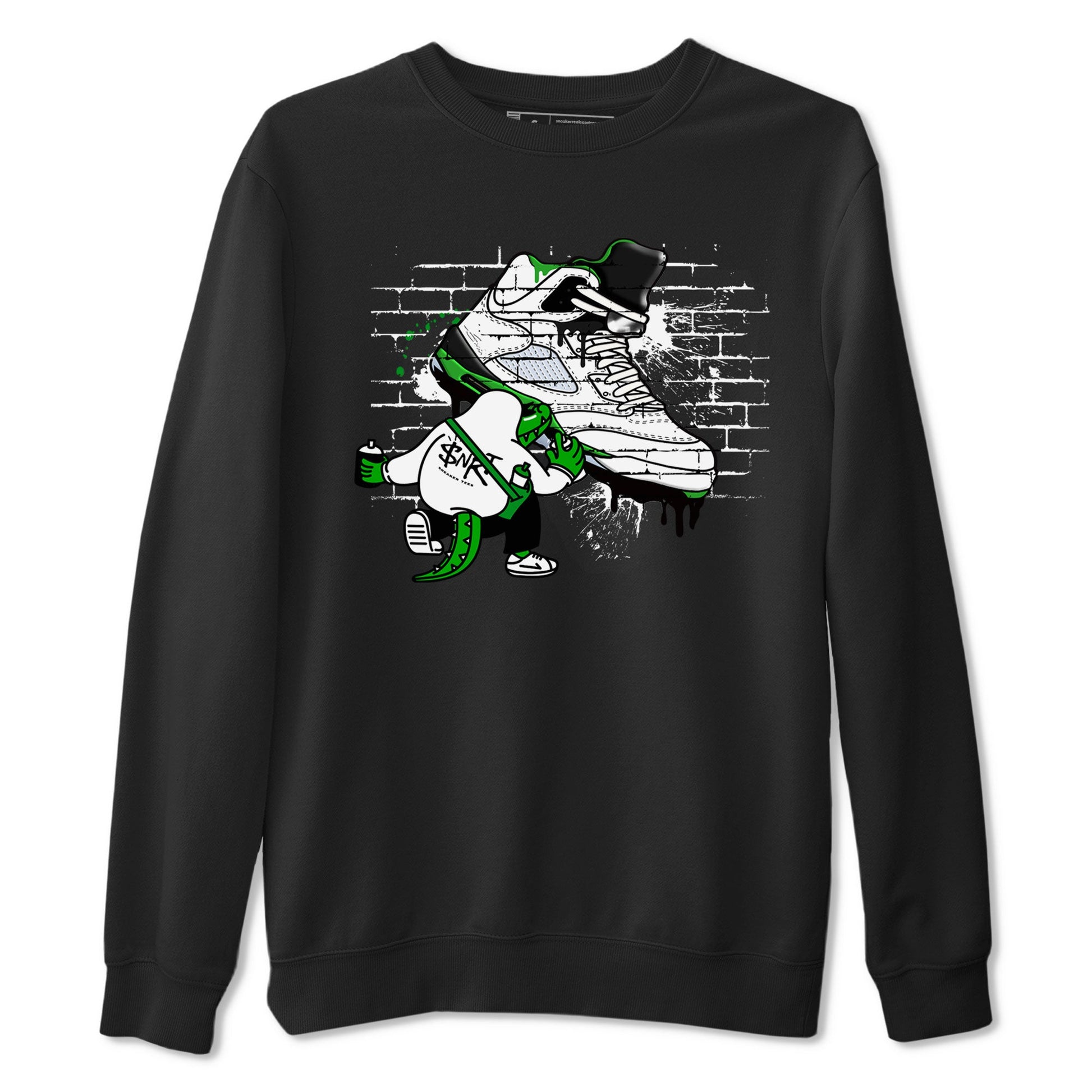 AJ5 Retro Lucky Green shirt to match jordans Crocodile Artist sneaker tees Air Jordan 5 Retro Lucky Green SNRT Sneaker Tees Casual Crew Neck T-Shirt Unisex Black 2 T-Shirt